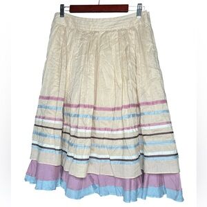 Max & Co active Cream Midi A-Line Skirt with Tiered Pleats women’s 6